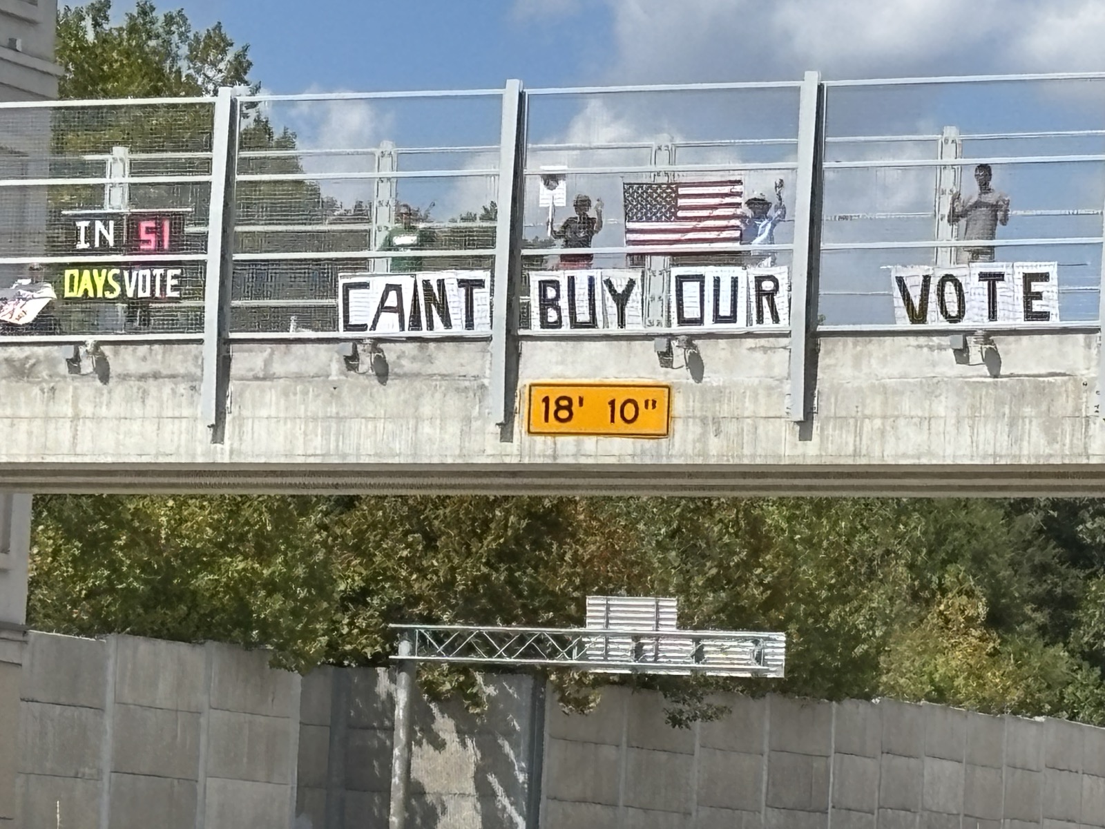 Sign reading Can't buy our vote, in 51 days vote